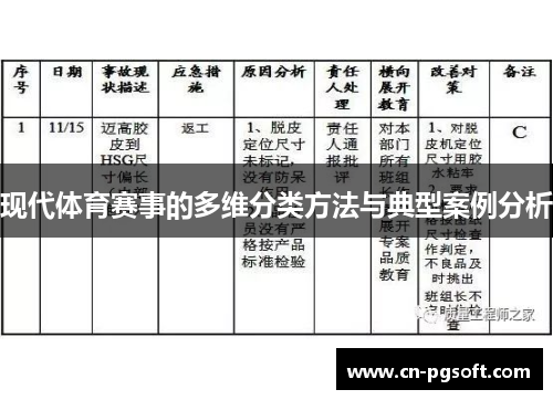 现代体育赛事的多维分类方法与典型案例分析